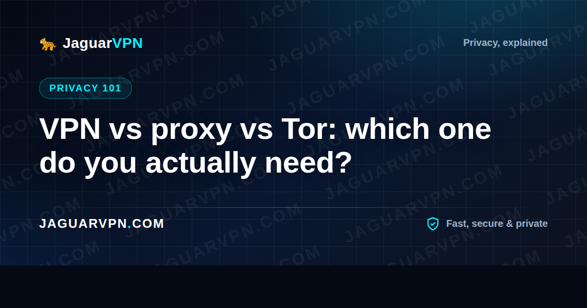 VPN vs proxy vs Tor: which one do you actually need?