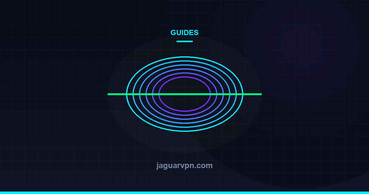 Illustration of concentric rings forming a tunnel with a line passing through the centre, representing an encrypted VPN tunnel — accompanying JaguarVPN's guide to split tunneling explained: what it is and when to use it