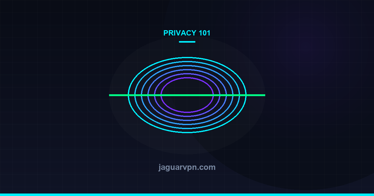 Illustration of concentric rings forming a tunnel with a line passing through the centre, representing an encrypted VPN tunnel — accompanying JaguarVPN's guide to does a vpn hide your search history