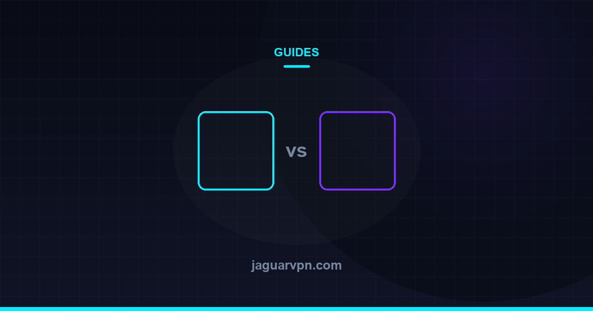 Illustration of two side-by-side panels separated by the word “vs”, representing a comparison — accompanying JaguarVPN's guide to monthly vs yearly vpn: which actually saves money