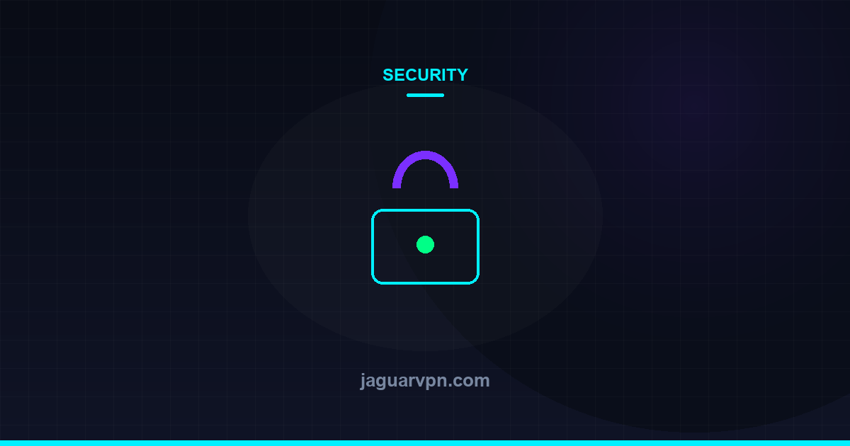 Illustration of a padlock rendered in neon outline, representing account and data security — accompanying JaguarVPN's guide to how to keep your data safe while travelling abroad